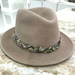 Eugenia Kim fedora with detail around the brim.